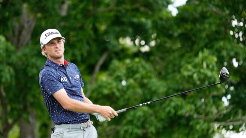 Will Zalatoris reacts to a shot during a recent tournament in Dublin, Ohio.
