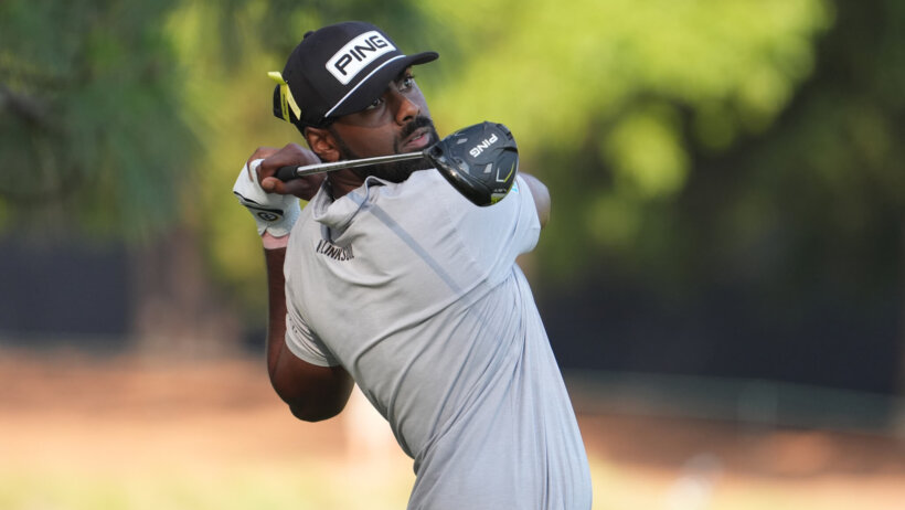 Sahith Theegala tees off at Pinehurst in Round 1 of the 2024 U.S. Open.